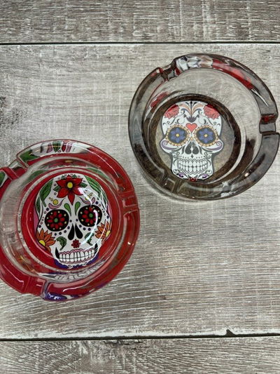 Cenicero Vidrio Redondo Skull