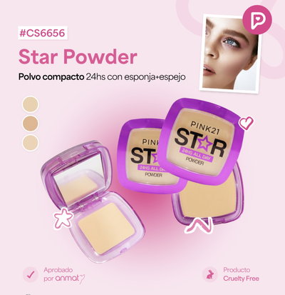 Polvo compacto con esponja y espejo pink21 - elegir cantidad 