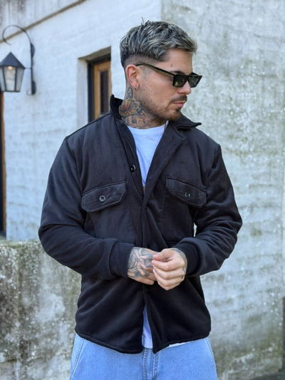 Camisaco Corderoy Con Corderito - Negro