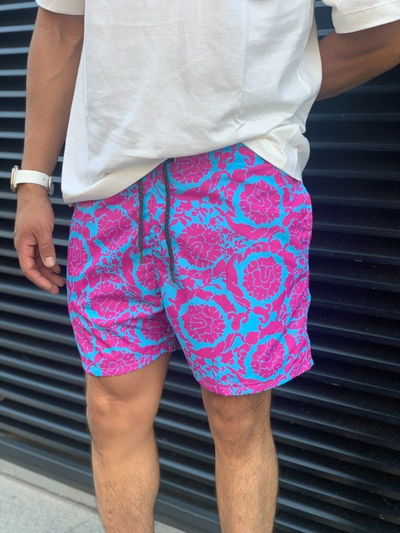 Malla Estampada - Fucsia y Celeste