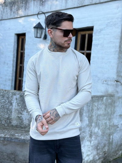 Sweater Plush Panal - Beige (Frizado)
