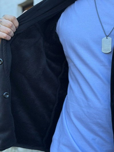 Camisaco Corderoy Con Corderito - Negro