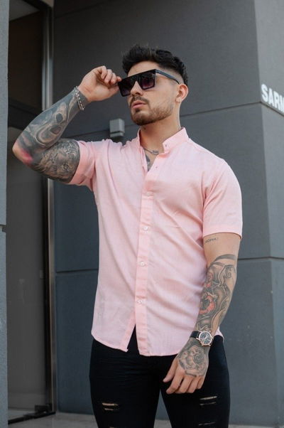 Camisa Milano 2 - Rosa (Tela de Lino)