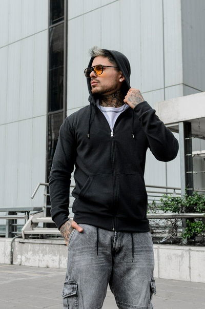 Campera Panal - Negro (Tela Rustica)