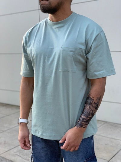 Remera Over Pocket - Verde Agua