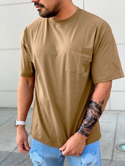 Remera Over Pocket - Tostado