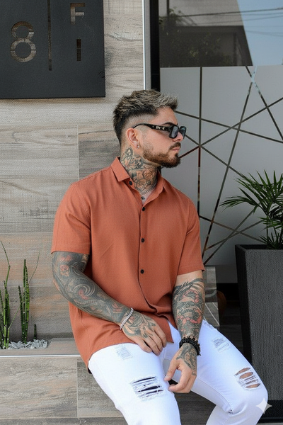 Camisa Mao de Lino - Terracota