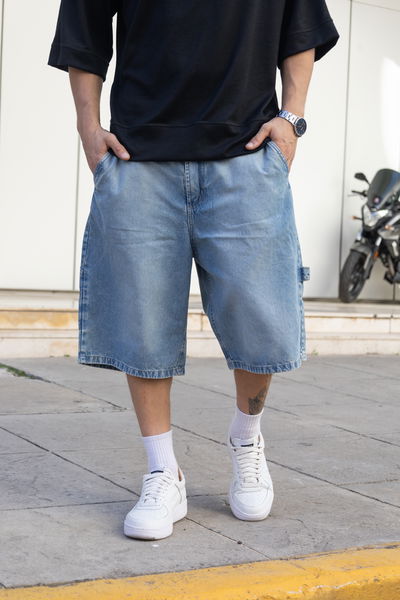 Bermuda baggy Tira - Celeste Localizado