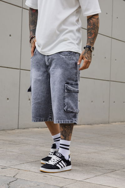 Bermuda baggy Cargo- Gris nevado