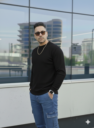 Buzo Corderoy con Plush - Negro