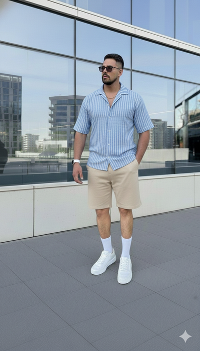 Camisa Hawaii -  Celeste