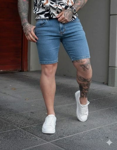 Bermuda elastizada Clásica - Celeste