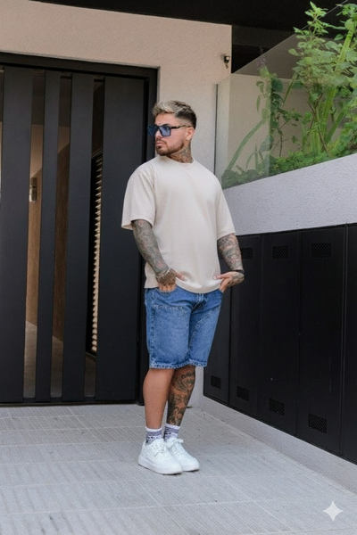 Remera Oversize Panal C. -  Beige