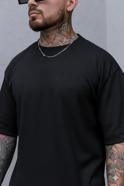 Remera Oversize Panal C. -  Negro