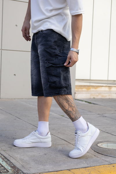 Bermuda Mom  Cargo - Gris Localizado