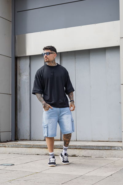 Bermuda Mom Cargo - Celeste Localizado