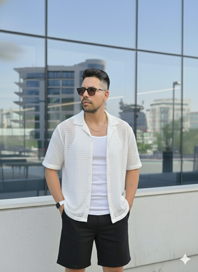 Camisa Playera de Crochet  - Blanco