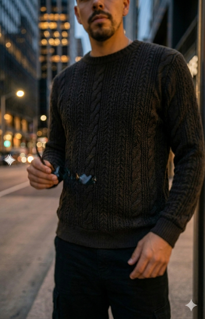 Sweater Micropolar Tramado - Negro
