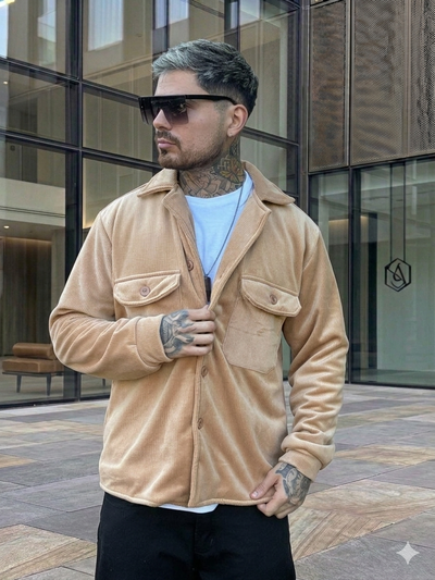 Camisaco Corderoy Con Corderito - Camel