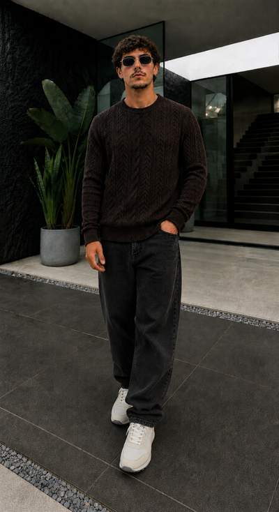 Sweater Micropolar Tramado - Chocolate