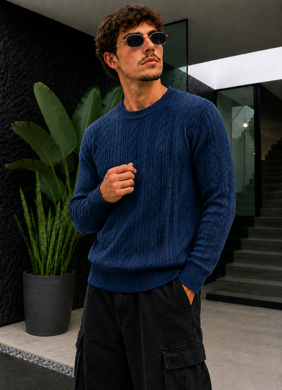 Sweater Micropolar Tramado- Azul