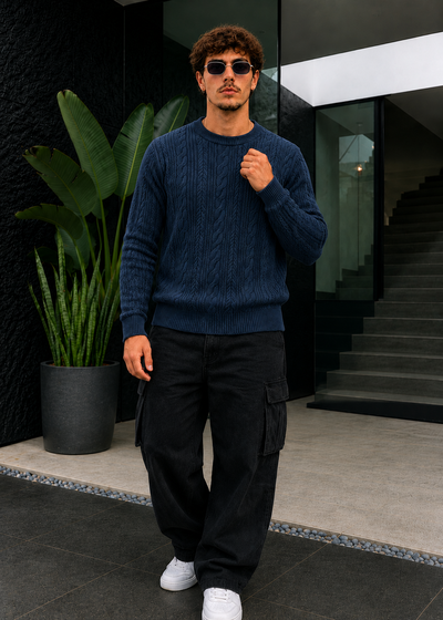 Sweater Micropolar Tramado- Azul