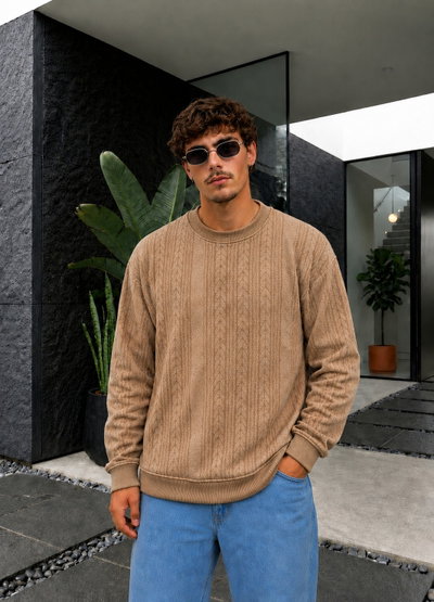 Sweater Micropolar Tramado - Beige