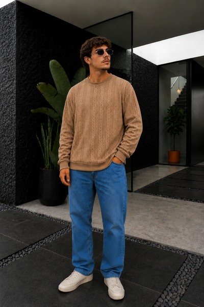 Sweater Micropolar Tramado - Beige