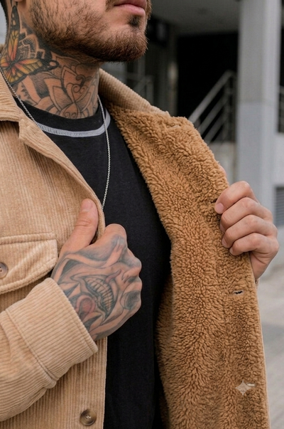 Camisaco Corderoy Con Corderito - Camel