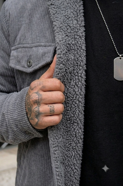 Camisaco Corderoy Con Corderito - Gris Topo