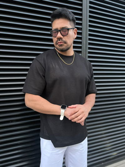 Remera de Crochet Oversize N. - Negra