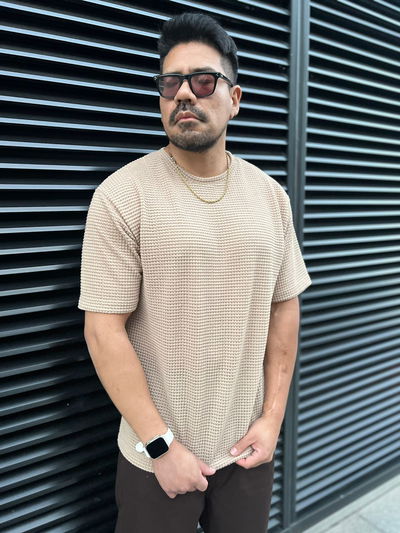 Remera de Crochet Oversize N. - Tostado