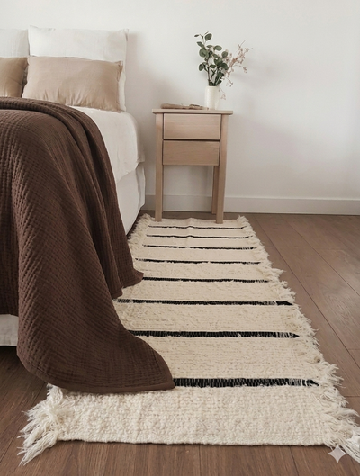 Alfombra telar Artesanal – Rayas Negras