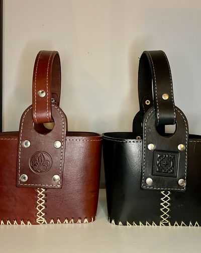 CANASTA DE CUERO DOBLE