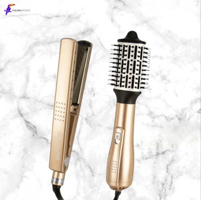 Kit Babyliss - Plancha para el cabello BNTG4091TUZ + Cepillo Secadora BNTRGHB250UZ - GOLD