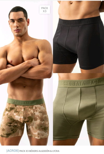 Boxer alg y lycra ACR6 - Pack x 3