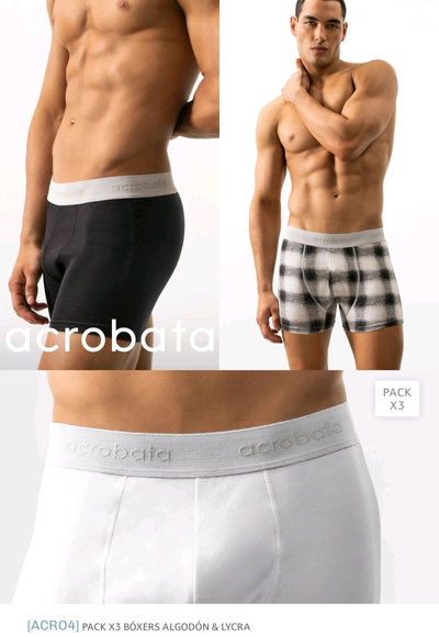 Boxer alg y lycra ACR4 - Pack x 3