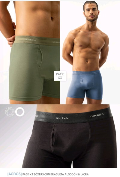 Boxer de Alg & Lycra ACR5 Acrobata - Pack x 3