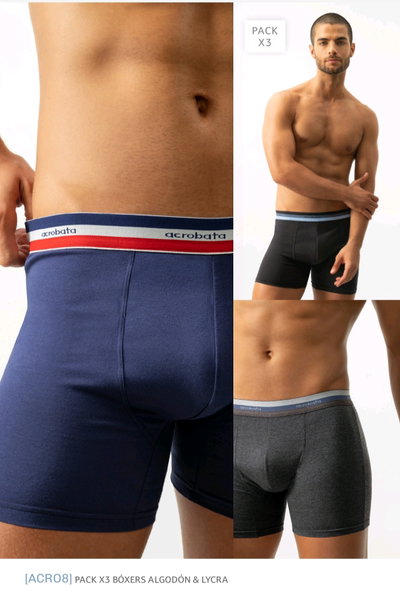 Boxer Alg & lycra ACR08 Acrobata - Pack x 3