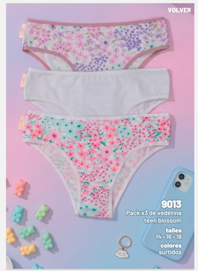 Bombacha Teen Blossom Frashe 9013 - Pack x 3