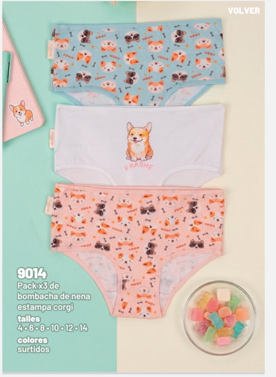 Bombacha kids Corgi Frashe 9014 - Pack x 3