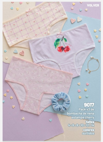 Bombacha kids Cherry Frashe 9017 - Pack x 3