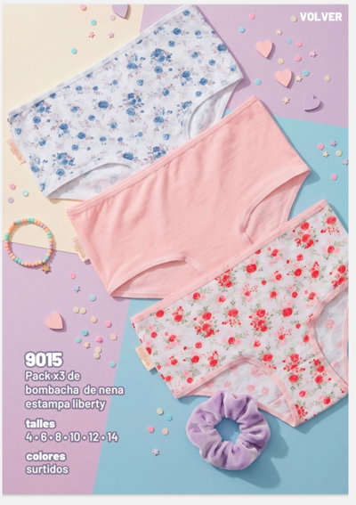 Bombacha kids Liberty Frashe 9015 - Pack x 3