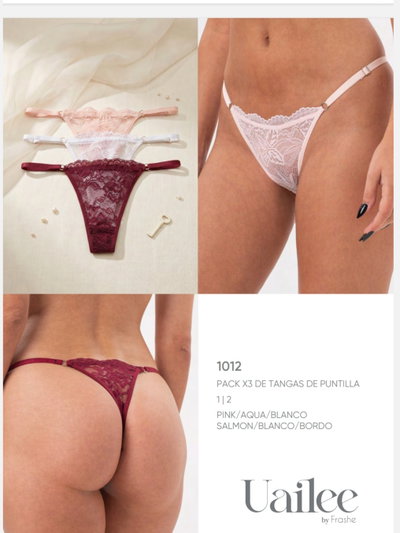 Tanga de Puntilla Uailee 1012 - Pack x 3