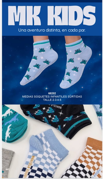Soquete Niño motivos surtidos MK 68202 - Pack x 12