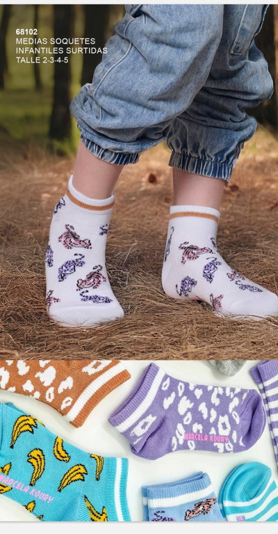 Soquete Niña motivos surtidos MK 68102 - Pack x 12