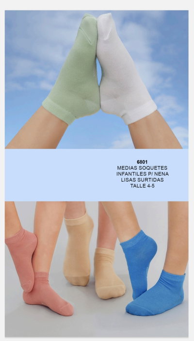 Soquete Niña lisos MK 6801 - Pack x 12