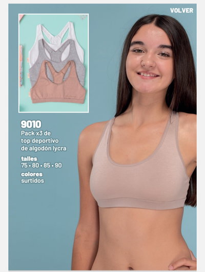 AGOTADO!!Top deportivo Teens Alg & lycra Frashe FKD9010 - Pack x 3