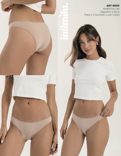 Vedettina lisa algodon "Intimilu" - Pack x 3