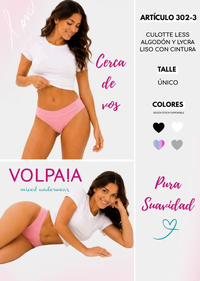 Culotteless Alg y lycra c/cintura Volpaia 302-3 - Pack x 3